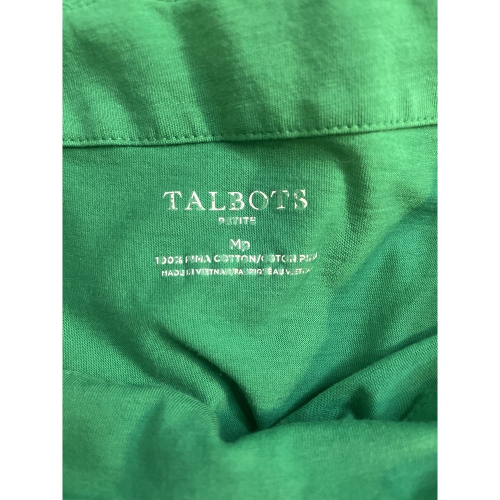 Talbots Petite MP Emerald Green Scallop Neck 100% Pima Cotton Tee Shirt PM - Picture 5 of 5